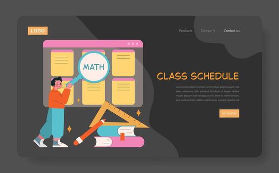 Student checking math class schedule vector