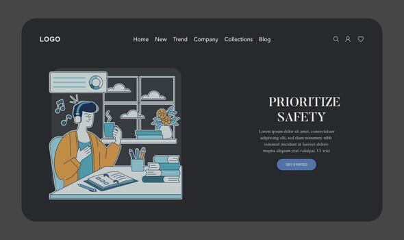 Person focused on safety at a desk vector