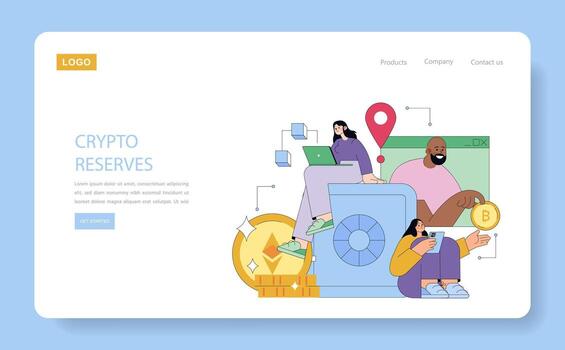 Illustration of people managing crypto assets vector