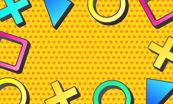 Abstract Retro style 80s-90s memphis geometrical pattern design comic pop art halftone background. vector