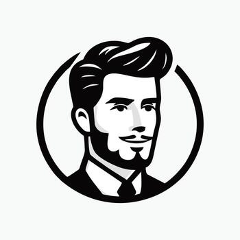 A man with a beard and tie in a circle vector