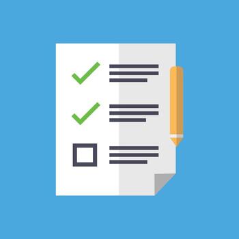 to-do list icon with paper and pencil. checked, marked, and unchecked. stock illustration vector
