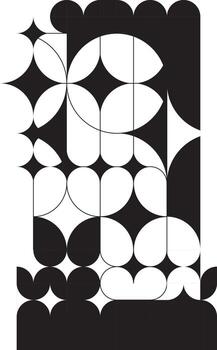 Ornament background. Stars and circle, semicircle artistic monumental composition. Minimal geometric pattern. Mosaic gate panel for forging or stained glass frames vector