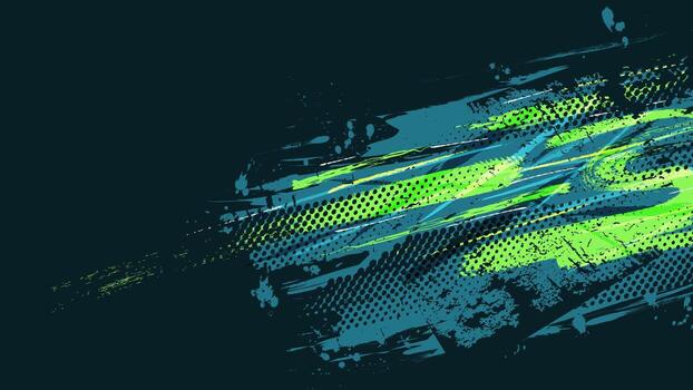 Blue and Green Brush Background in Halftone Style. Scratch and Texture Elements For Design vector