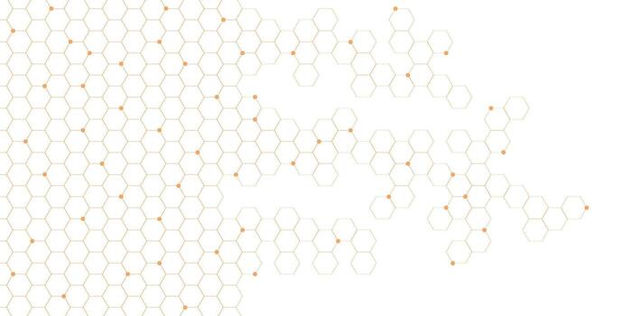 Abstract golden hexagon pattern isolated on white background. Suitable for medical, chemistry, science and technology vector