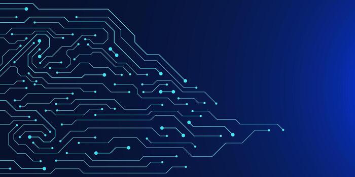 Digital blue circuit board for futuristic technology and digital communication background vector