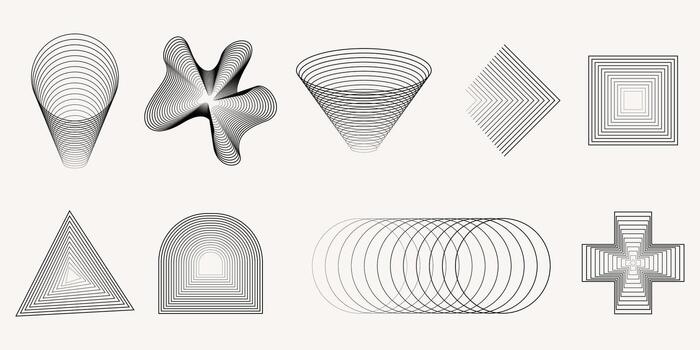 Minimal element design set. Contemporary stripe line art and geometric shape on white vector