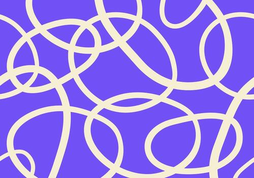 Abstract horizontal background with dynamic linear circles. Trendy illustration in style retro 60s, 70s. Purple and white colors vector