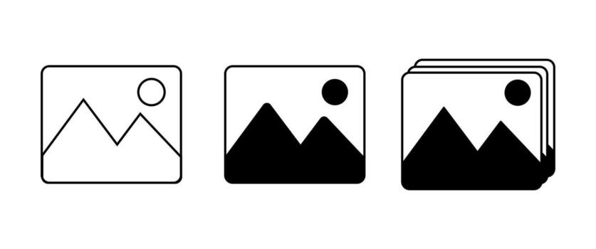 Photo Icon set, Image, Picture Symbol for Gallery, Photograph Outline Icon in Minimal styleFor Decolation and App interface, Clip art Graphic elements. vector