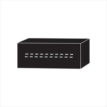 negro rectangular caja con rayado modelo y blanco contorno envase paquete vector