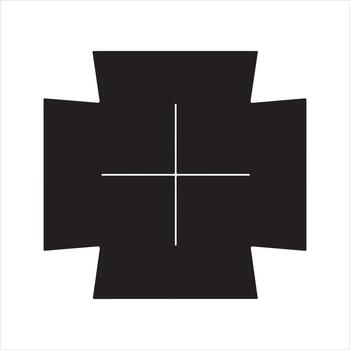 Black cross shape with white intersecting lines on white background plus sign symbol vector