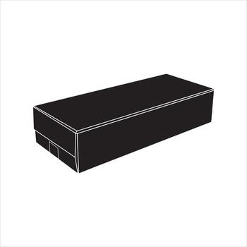 cerrado negro rectangular caja con blanco contorno en blanco antecedentes cartulina paquete vector