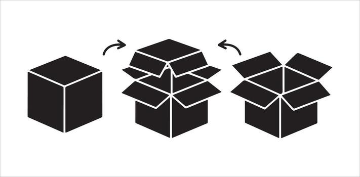 Black and white infographic showing steps to assemble a box assembly process vector