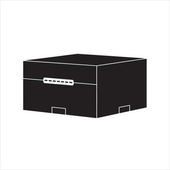 Black silhouette of a closed rectangular box with a lid on white background closed box package vector
