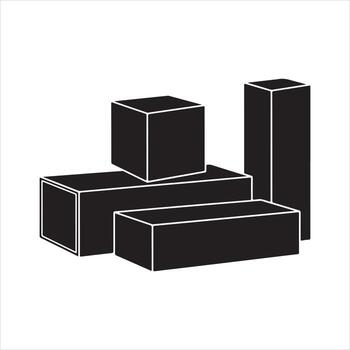 negro geométrico formas incluso cubitos y rectangular prismas en blanco cuboides vector