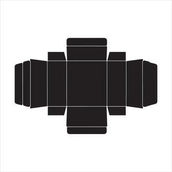 packaging layout Black and white unfolded box template with fold lines on white background vector