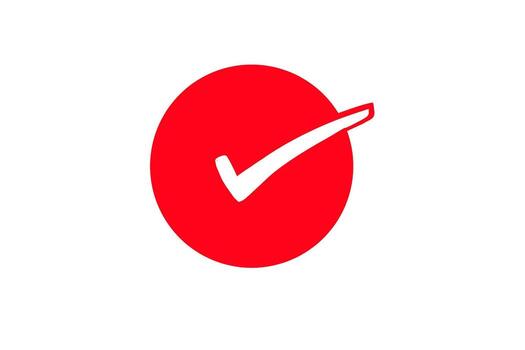 A red circle with a tick mark on it vector