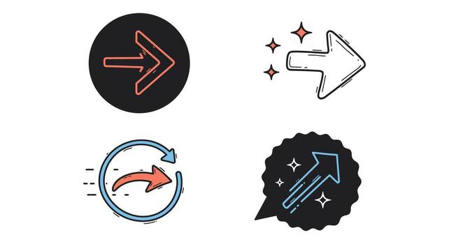 Four different icons of arrows pointing in different directions vector