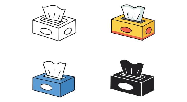Four different types of tissue boxes on a white background vector