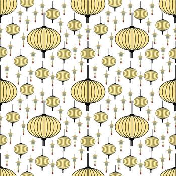 Lamp pattern for designing Japanese and Chinese fabric patterns. Asian style lamp pattern. vector