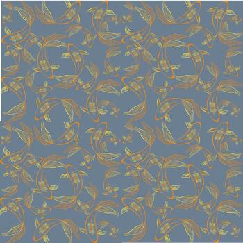 japonés tela modelo. oro pescado modelo en un azul antecedentes. pescado modelo para tela diseño. vector