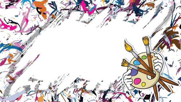 un vistoso pintar salpicar antecedentes con un blanco marco vector