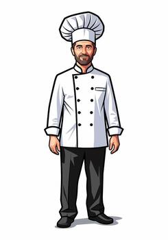 Cartoon Chef in Formal White Uniform vector