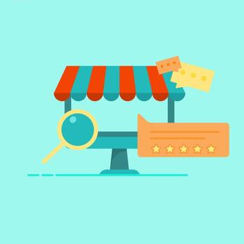 Reputation Management Services for Business, Building Brand Trust with Customer Feedback and Review Analysis. Flat style design illustration. vector