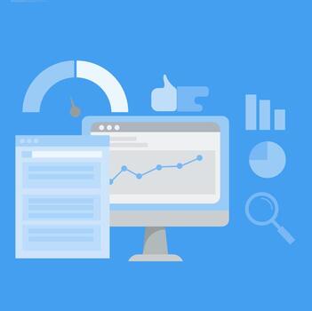 website analysis generating reports, SEO analysis site growth, Digital marketing - illustrations with icons. vector