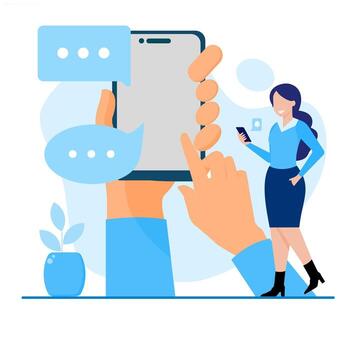 el concepto de recepción y enviando mensajes ilustración de mensajes en un móvil teléfono con caracteres. vector