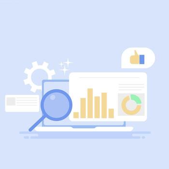 Statistical data concept, graph development. Flat style graph illustration. vector