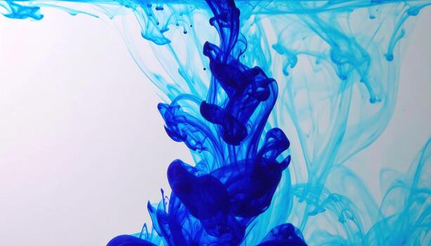 Macro photo of ink drop dissolving in clear water, highlighting fluid texture, abstract movement, artistic concept, creative design, and dynamic visual detail.