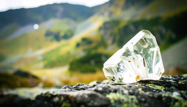 Macro close up of mountain crystal mineral detail with copy space background, ideal for geology themes, natural stone studies, gem visuals, abstract texture projects, and earth science concepts. photo