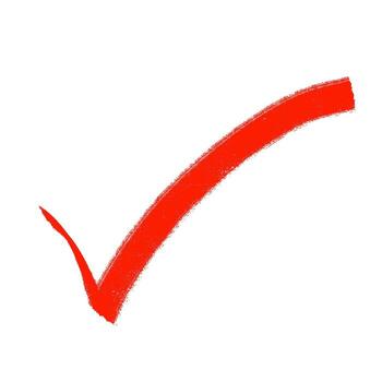 A red tick mark on a white background vector