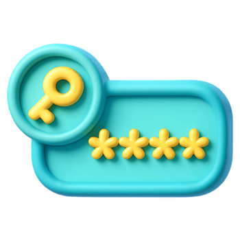 3d illustration av en nyckel och Lösenord symboler, representerar säkerhet och tillgång, isolerat på transparent bakgrund png