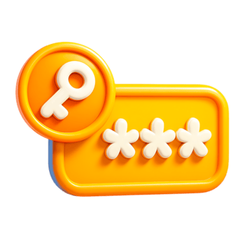 3d illustration of a key and password input field, isolated on transparent background png