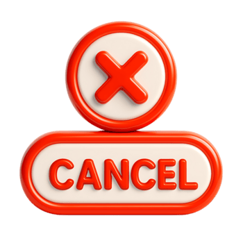 3d cancel button with red cross icon isolated on transparent background png
