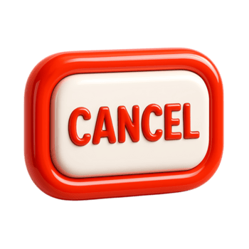 röd annullera knapp med vit text, isolerat på transparent bakgrund png