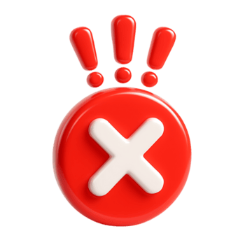 röd cirkel med en vit korsa och utrop märken, isolerat på transparent bakgrund png