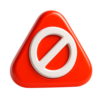 3d rendere di un' rosso avvertimento triangolo con un' divieto simbolo, isolato su trasparente sfondo png