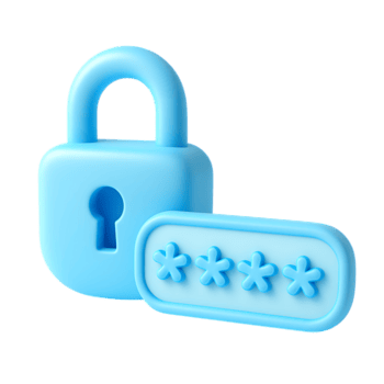 Blue padlock and password input field isolated on transparent background png