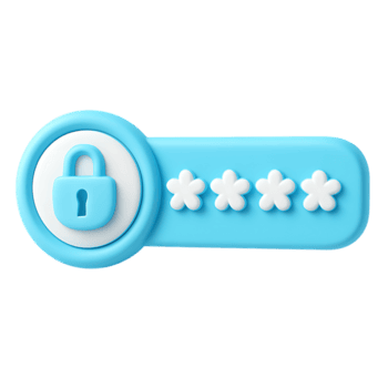 3d illustration of a password input field with a lock icon, isolated on transparent background png