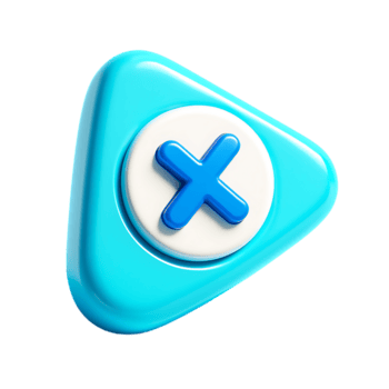 en blå 3d spela knapp ikon med en korsa inuti en triangel isolerat på transparent bakgrund png