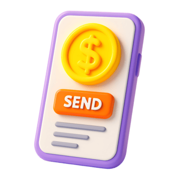 mobile Telefono visualizzazione un' dollaro moneta e un' Spedire pulsante per finanziario transazioni, isolato su trasparente sfondo png