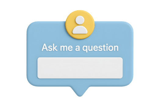 3D cartoon interactive message bubble with text, simple chat icon, communication illustration, question concept, isolated on transparent background png