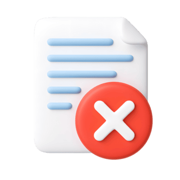 3d documento icona con blu testo Linee e rosso Annulla attraversare simbolo isolato su trasparente sfondo png