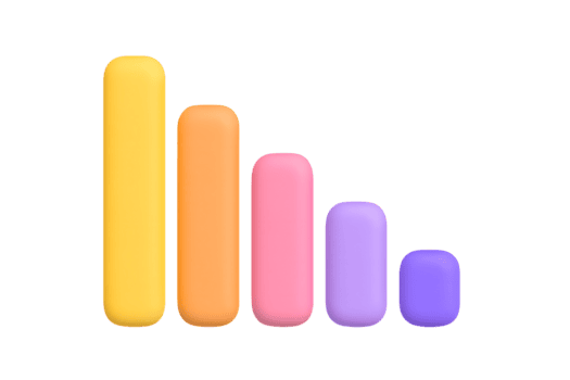 3d colorato bar grafico icona con decrescente colonne che rappresentano statistica e attività commerciale declino, isolato su trasparente sfondo png