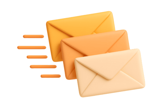 3d colorida envelopes com movimento linhas mostrando velozes enviar Entrega isolado em transparente fundo png