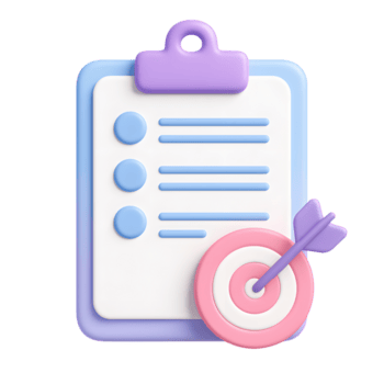 3d ikon av checklista på Urklipp med mål och pil symbol isolerat på transparent bakgrund png