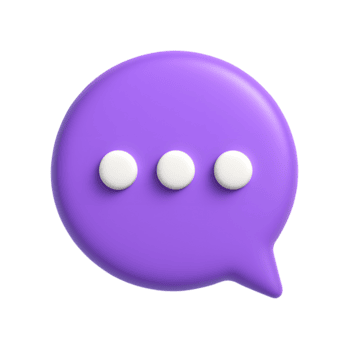 3d lila Rede Blase Symbol mit drei Weiß Punkte zeigen Tippen oder Botschaft Symbol, isoliert auf transparent Hintergrund png